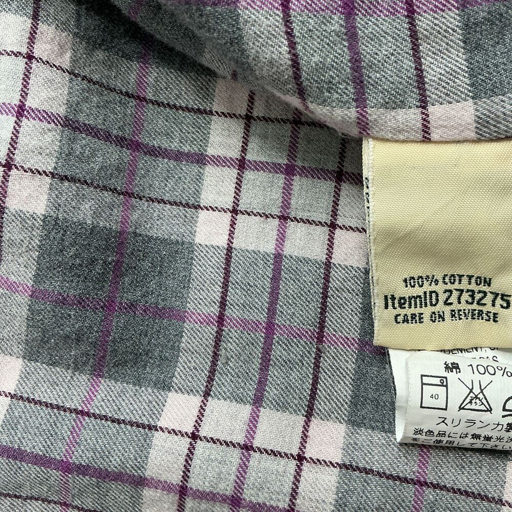 LL Bean Corduroy Shirt Jacket Womens L Purple Chore Barn Plaid Flannel Lined VTG - Picture 10 of 14